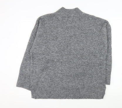 Marks and Spencer Women's Grey Wool Blend Mock Neck Jumper L