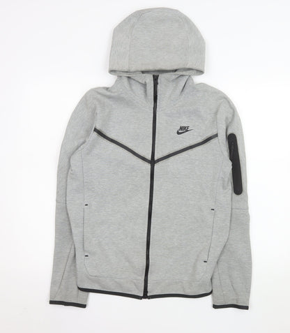 Nike Men's Grey Hooded Full Zip Sports Jacket Size S
