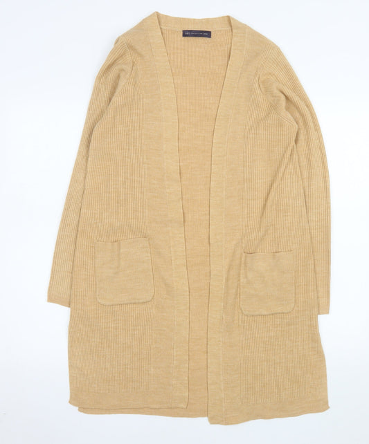 Marks and Spencer Women's Beige Longline Open Knit Cardigan M