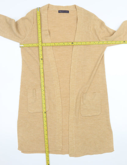 Marks and Spencer Women's Beige Longline Open Knit Cardigan M