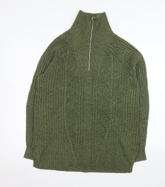 Mens UK Size M Marks and Spencer Green 1/2 Zip Sweatshirt