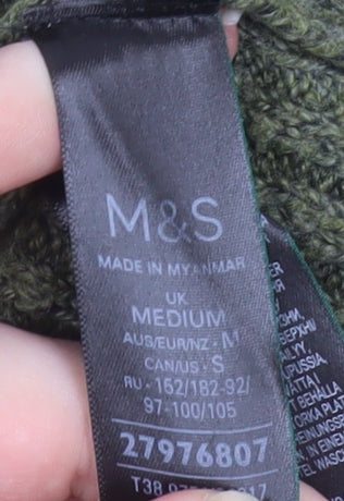 Mens UK Size M Marks and Spencer Green 1/2 Zip Sweatshirt