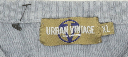Mens UK Size XL Urban Vintage Blue Pullover Jumper