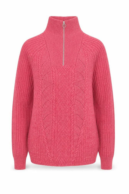 Marks & Spencer Womens Pink 1/2 Zip Ribbed Pullover Sweater Size S