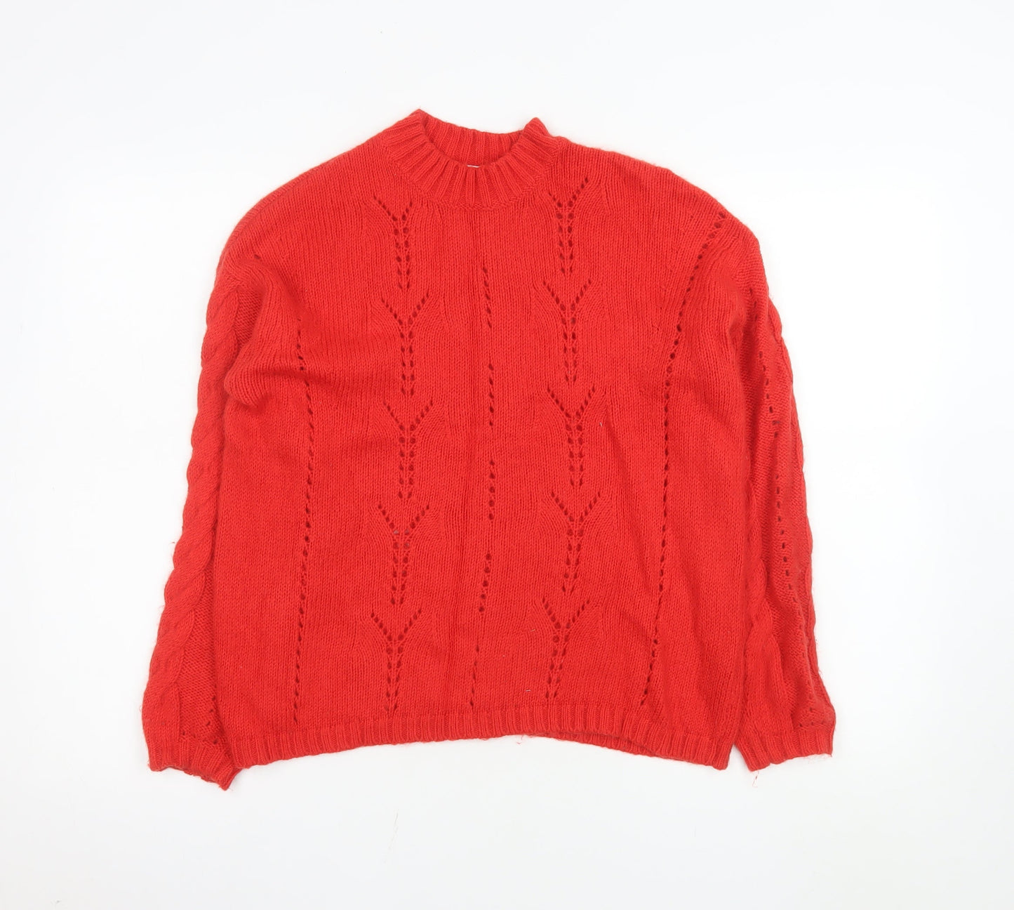 Marks and Spencer Women's Red Wool Blend Crew Neck Jumper Size S