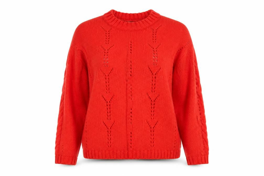 Marks and Spencer Women's Red Wool Blend Crew Neck Jumper Size S