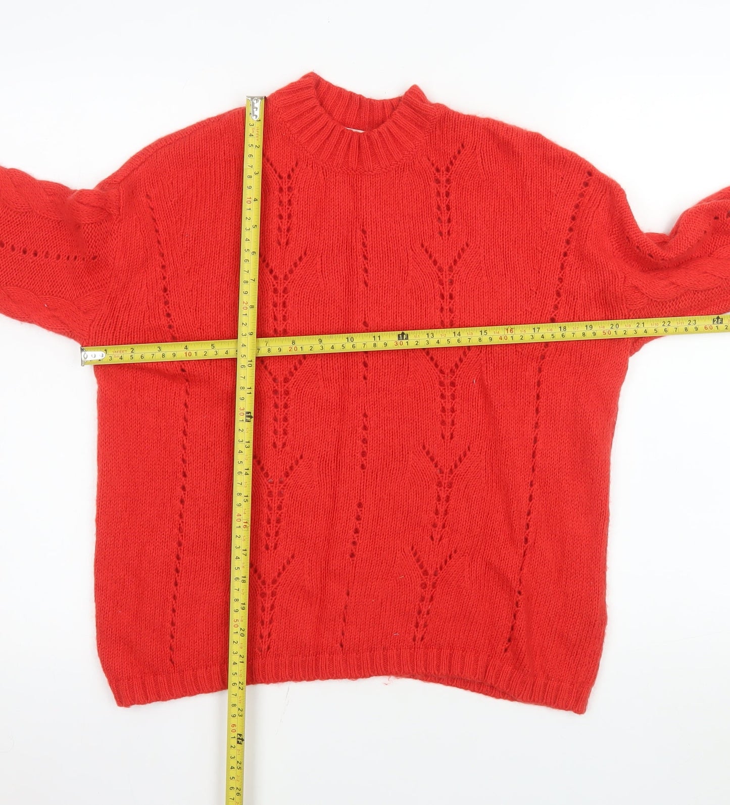 Marks and Spencer Women's Red Wool Blend Crew Neck Jumper Size S