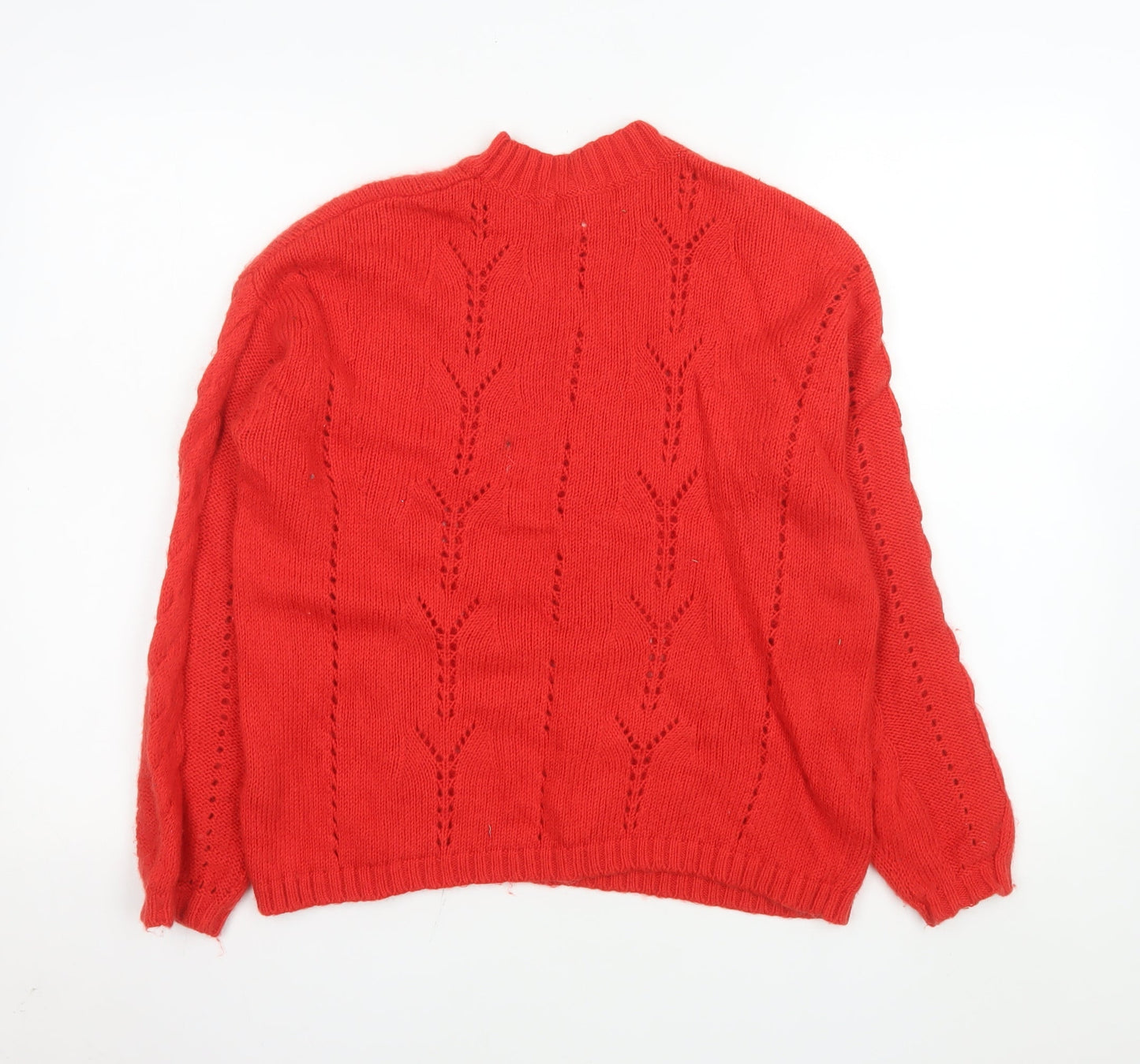 Marks and Spencer Women's Red Wool Blend Crew Neck Jumper Size S
