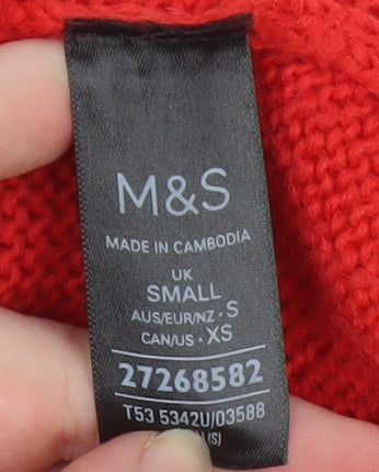 Marks and Spencer Women's Red Wool Blend Crew Neck Jumper Size S