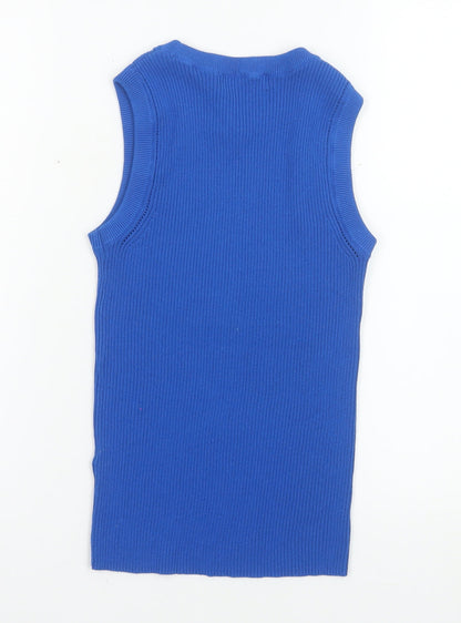 Marks and Spencer Women Blue Size 8 Sleeveless Knit Tank Top