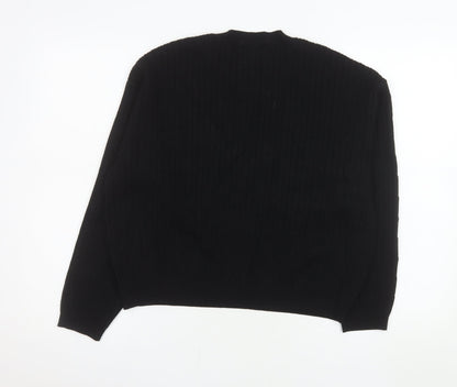 Apricot Womens Black Cable Knit Crew Neck Jumper Size 12
