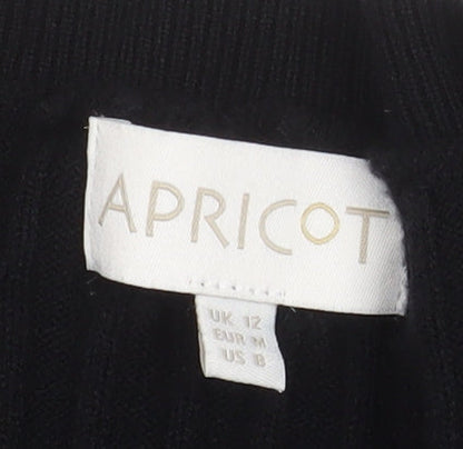 Apricot Womens Black Cable Knit Crew Neck Jumper Size 12