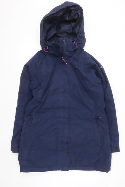 Trespass Women's Navy Waterproof Hooded Parka Coat Size 14 L
