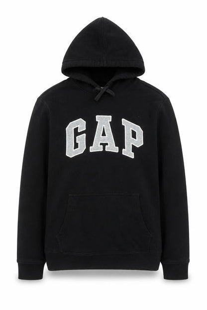 Gap Womens Black XS Pullover Hoodie Cotton Blend Logo Sweatshirt