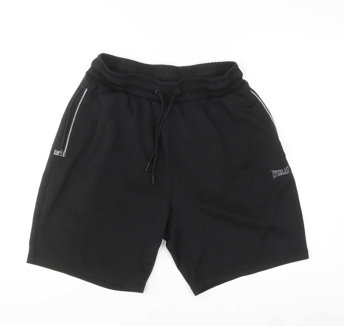 Everlast Men's Black L Sweat Shorts Elastic Waist Zip Pockets