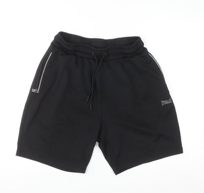 Everlast Men's Black L Sweat Shorts Elastic Waist Zip Pockets