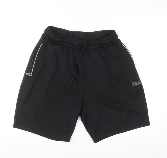 Everlast Men's Black L Sweat Shorts Elastic Waist Zip Pockets