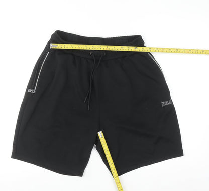 Everlast Men's Black L Sweat Shorts Elastic Waist Zip Pockets