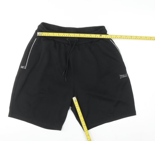 Everlast Men's Black L Sweat Shorts Elastic Waist Zip Pockets