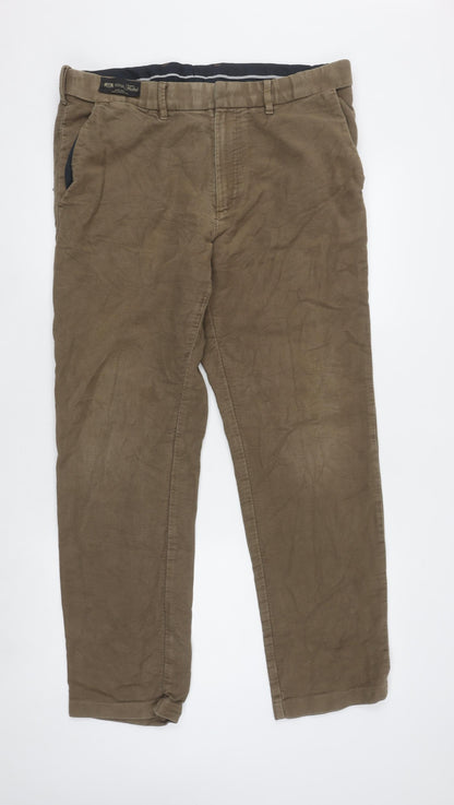 Mens UK Size L Marks and Spencer Regular Fit Chino Brown Trousers
