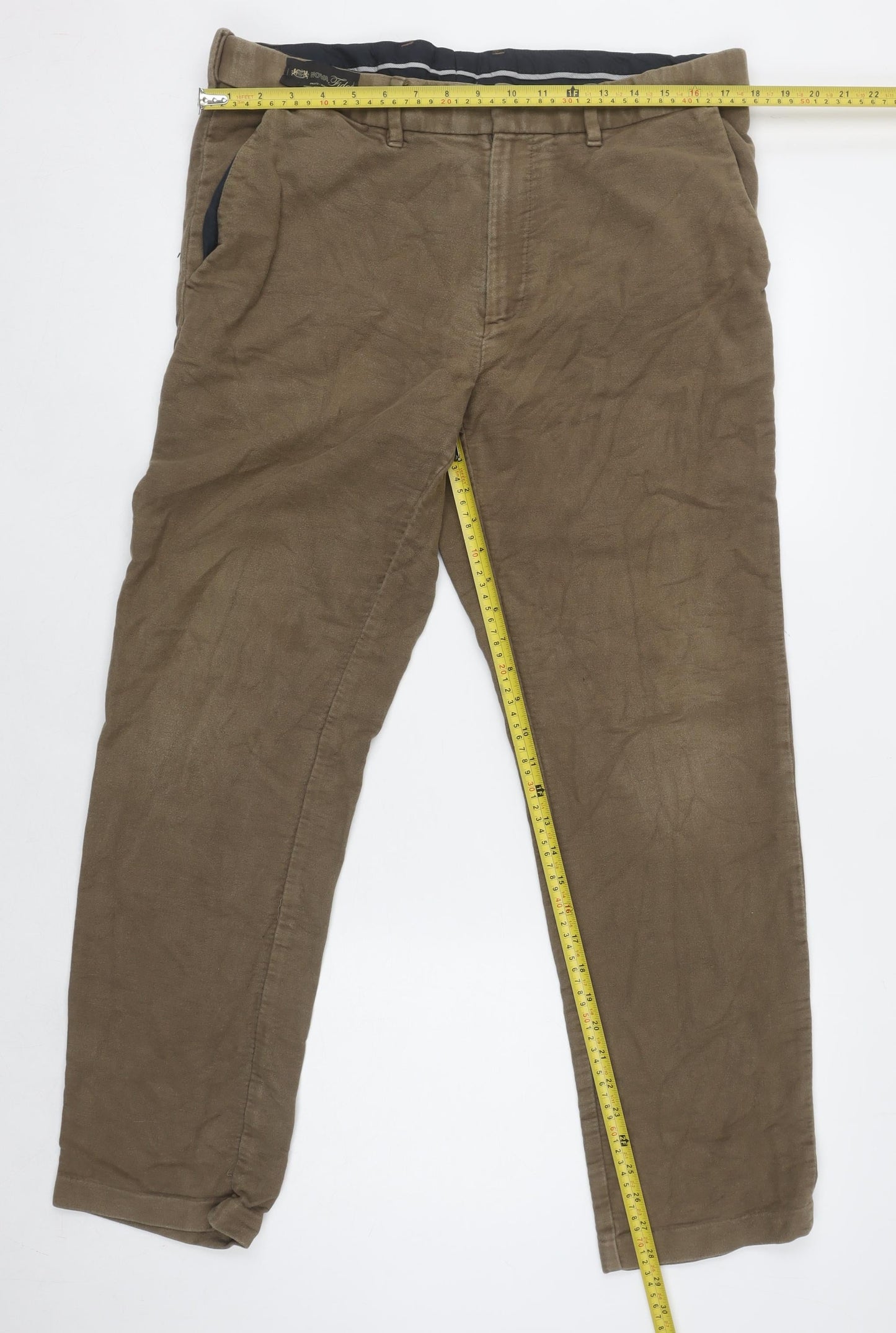 Mens UK Size L Marks and Spencer Regular Fit Chino Brown Trousers