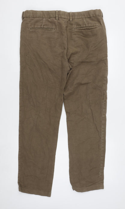 Mens UK Size L Marks and Spencer Regular Fit Chino Brown Trousers