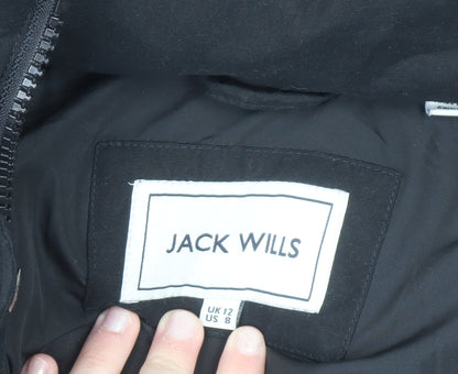 Jack Wills Women's Black Faux Fur Hooded Puffer Jacket UK 12