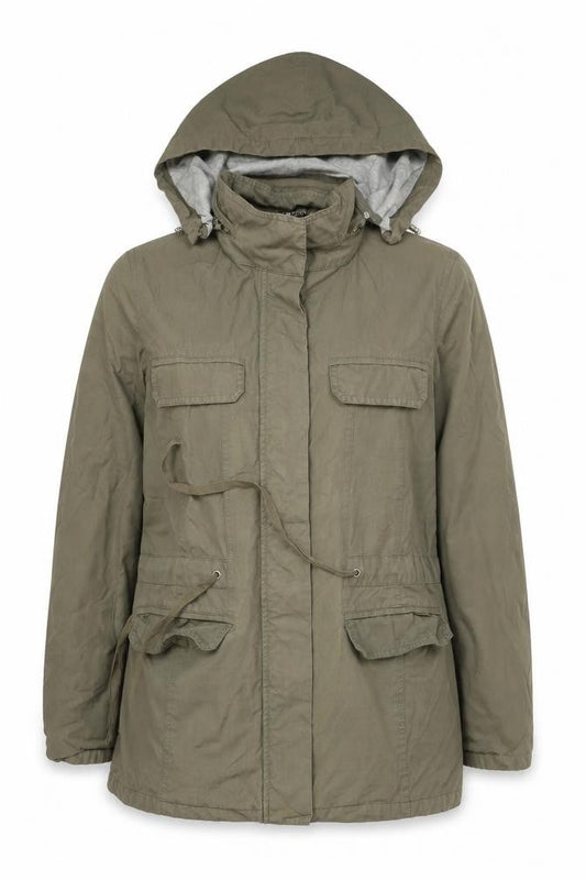 Kew Women’s Green Cotton Hooded Parka Jacket Size 14