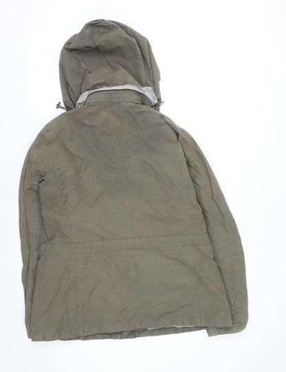 Kew Women’s Green Cotton Hooded Parka Jacket Size 14