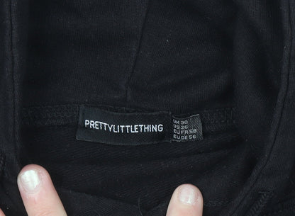 PrettyLittleThing Women Black Size 20 Pullover Hoodie Worldwide Graphic