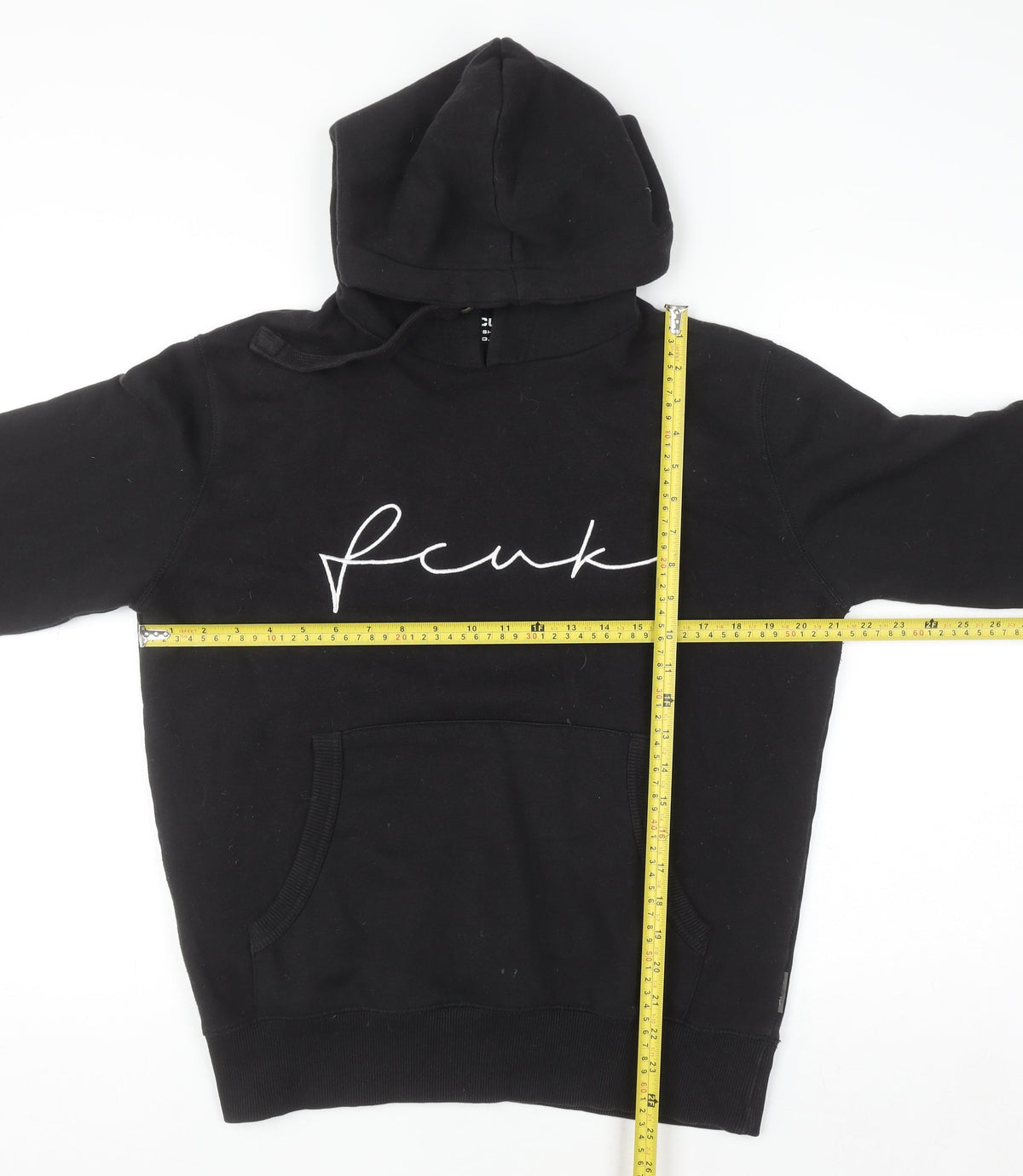 FCUK Womens Black Medium Pullover Hoodie Cotton Blend Logo Design