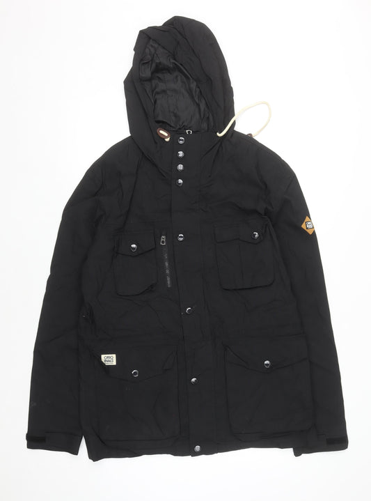 Jack & Jones Men's Black L Hooded Parka Jacket - Lined Waterproof Style