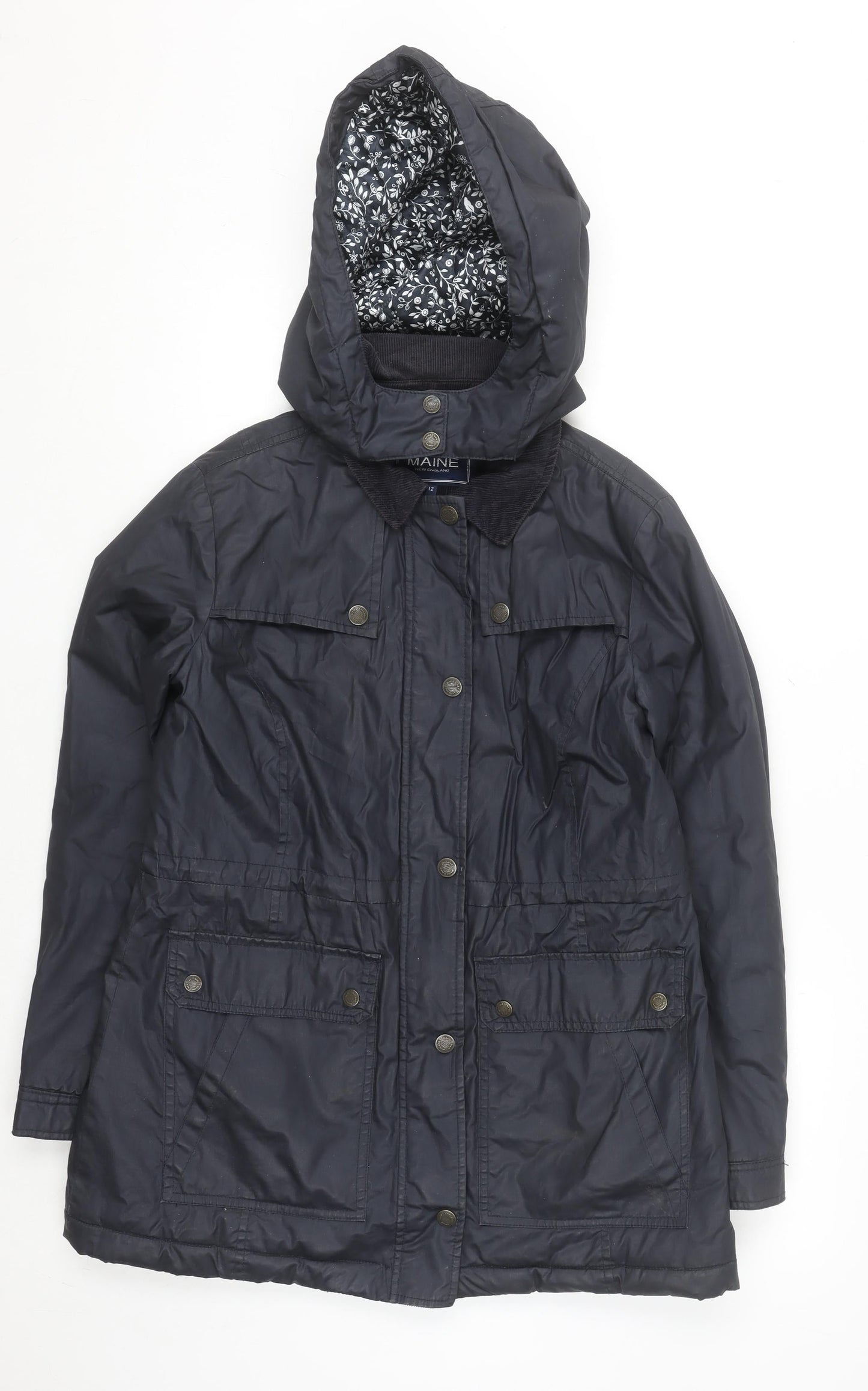 Womens UK Size 12 Maine New England Blue Parka Coat