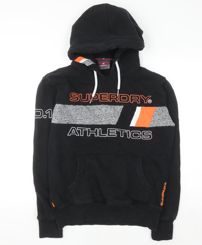 Superdry Men's Black Graphic Pullover Hoodie M Regular Fleece Athletic