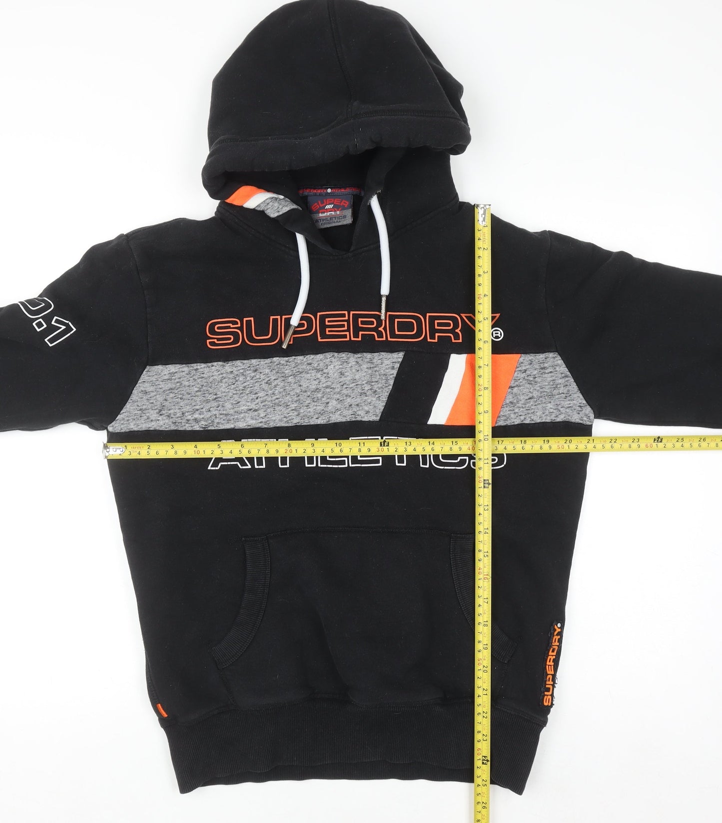 Superdry Men's Black Graphic Pullover Hoodie M Regular Fleece Athletic