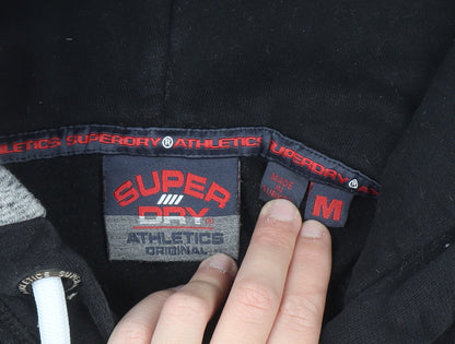 Superdry Men's Black Graphic Pullover Hoodie M Regular Fleece Athletic