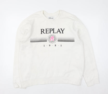 Womens UK Size 3XL Replay White Pullover Sweatshirt