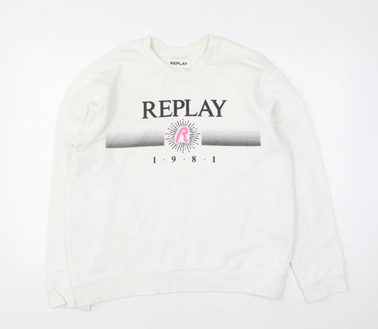 Womens UK Size 3XL Replay White Pullover Sweatshirt