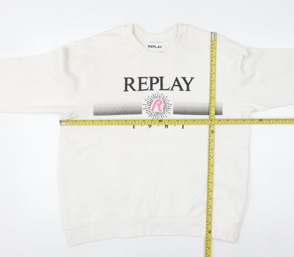 Womens UK Size 3XL Replay White Pullover Sweatshirt