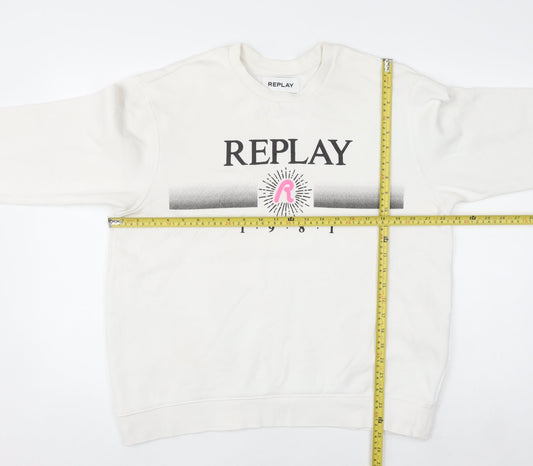 Womens UK Size 3XL Replay White Pullover Sweatshirt