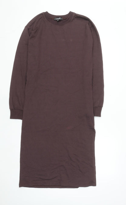 Missguided Women Brown Size 6 Long Sleeve T-Shirt Dress