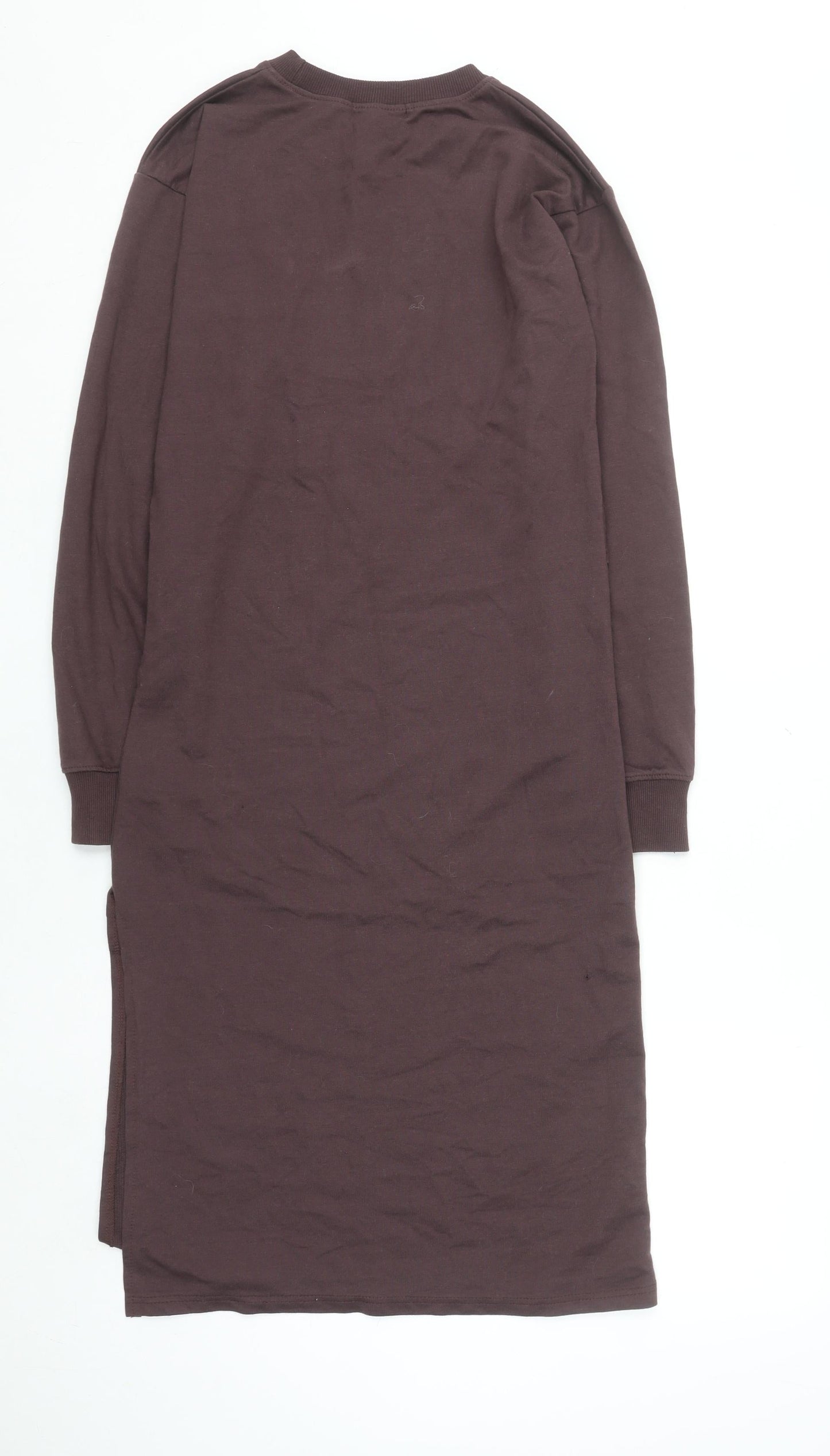 Missguided Women Brown Size 6 Long Sleeve T-Shirt Dress