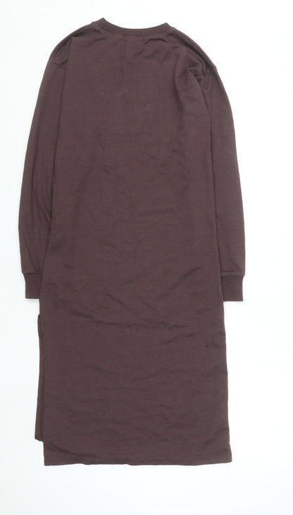 Missguided Women Brown Size 6 Long Sleeve T-Shirt Dress