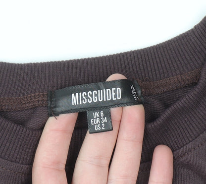 Missguided Women Brown Size 6 Long Sleeve T-Shirt Dress