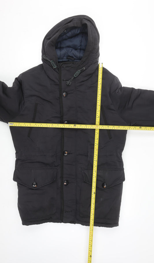 Burton Menswear London Men's Black Hooded Parka Jacket Size M