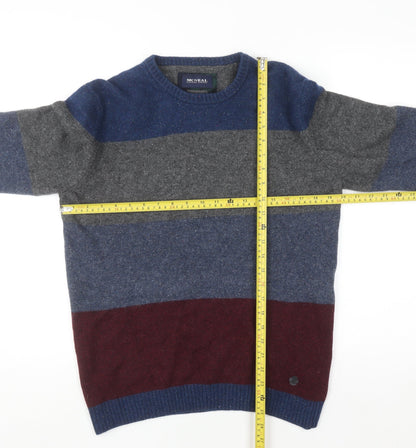 MCNEAL Men's Multicoloured Wool Crew Neck Jumper Size M