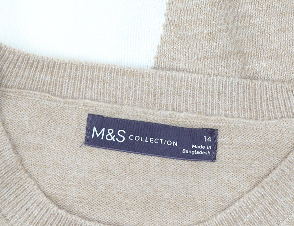 Womens UK Size 14 Marks and Spencer Beige Pullover Jumper