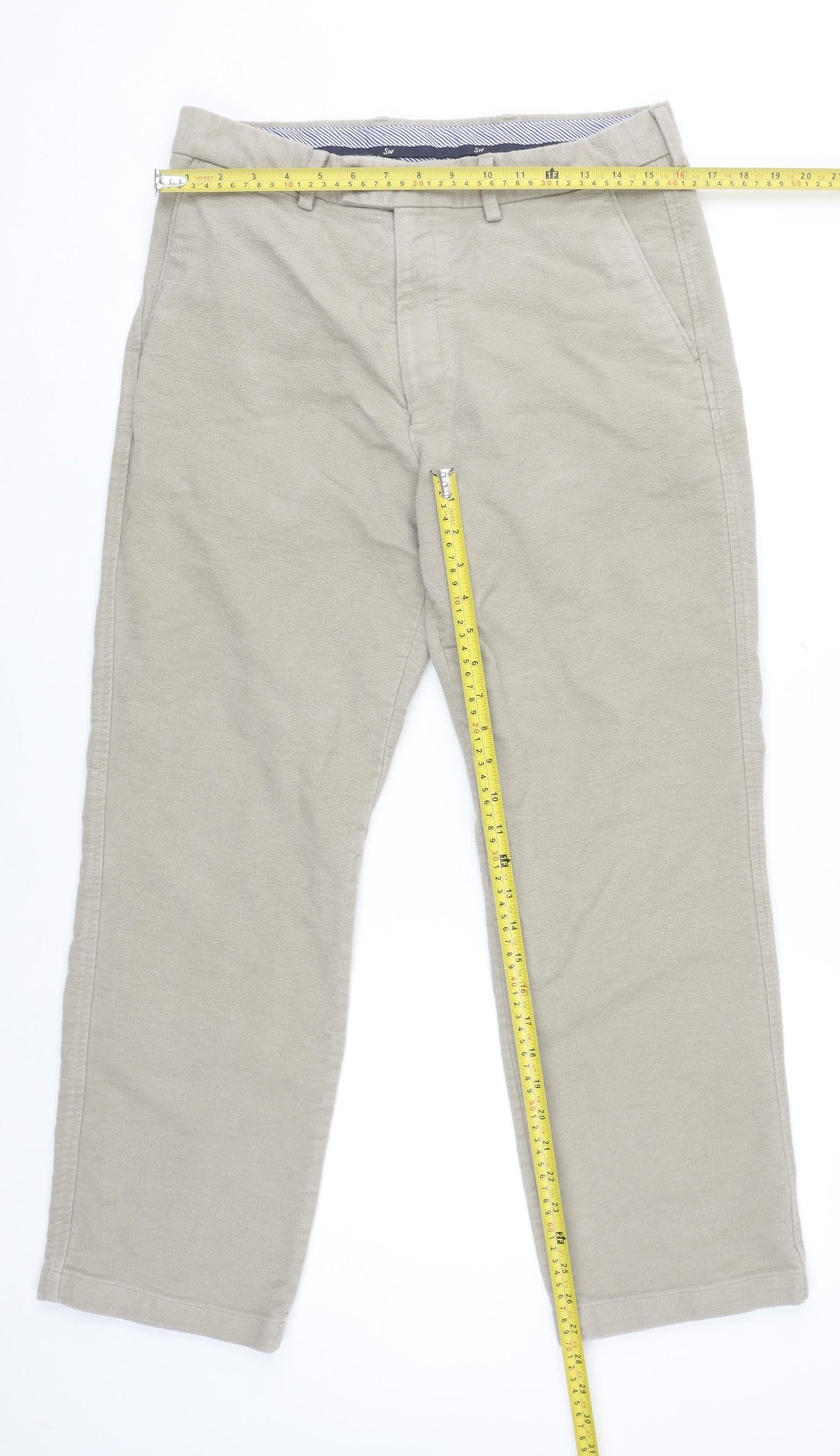 Mens UK Size S Samuel Windsor Regular Fit Chino Beige Trousers
