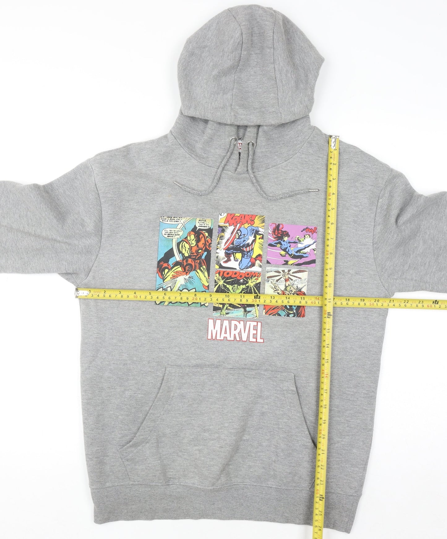 Marvel Men’s Grey Comic Graphic Pullover Hoodie M