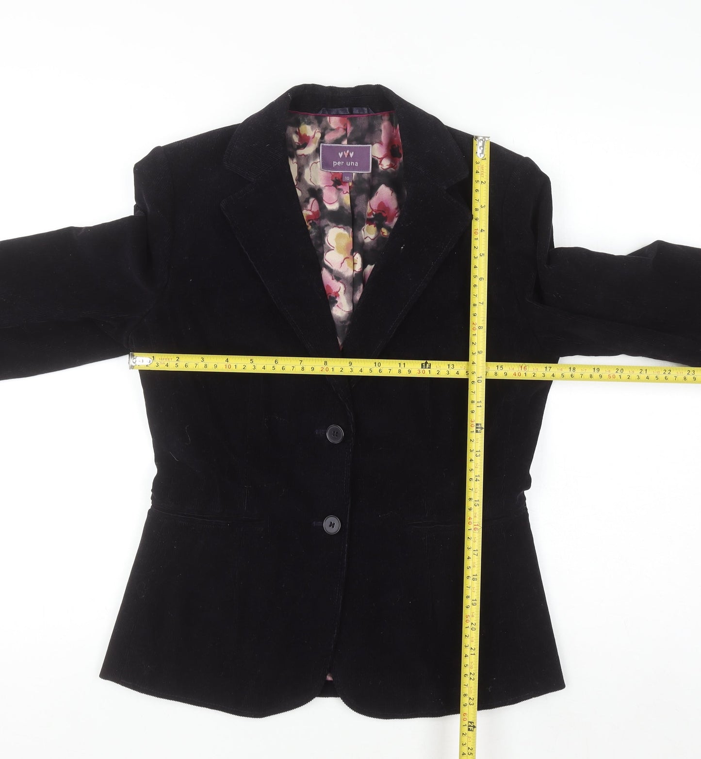 Marks and Spencer Per Una Black Corduroy Blazer Jacket Size 10